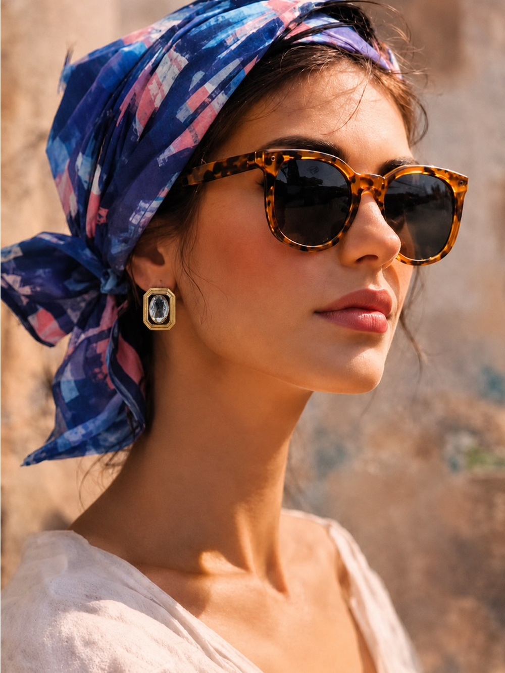 Vintage Gold Tone Clip-On Statement Earrings – Faceted Crystal | Retro Glam
